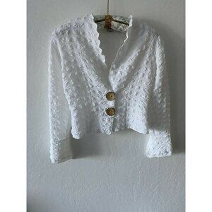 Courtney Washington Womens Small White Pucker Tank Top Blazer USA 2 Piece Set